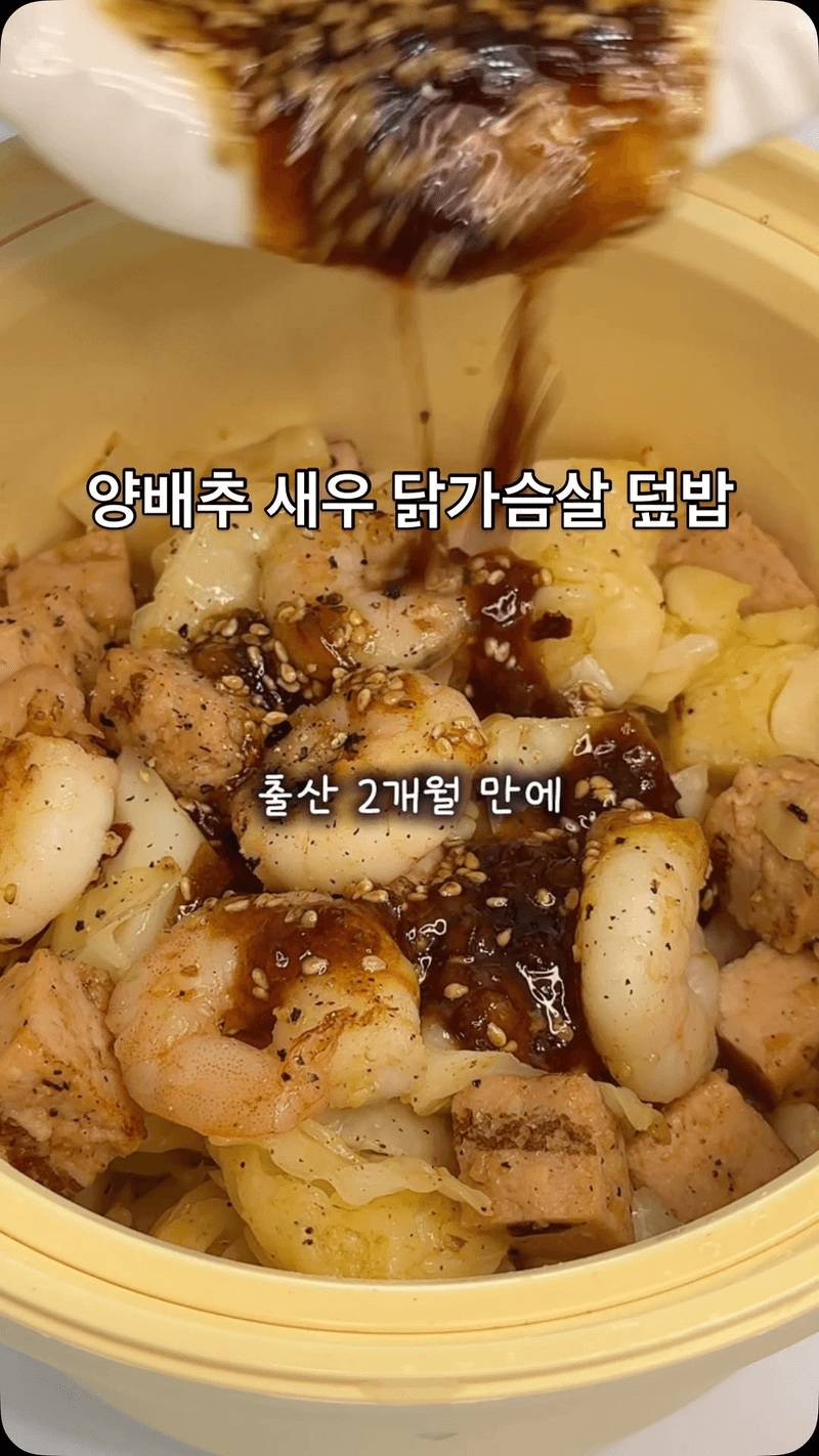 초간단 새우 닭가슴살 양배추 덮밥 Thumbnail