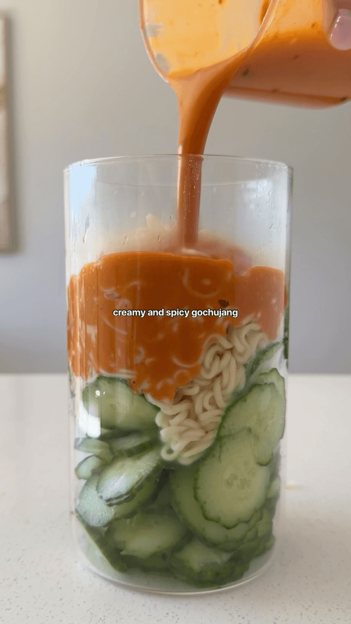 Creamy Gochujang Noodle & Cucumber Salad