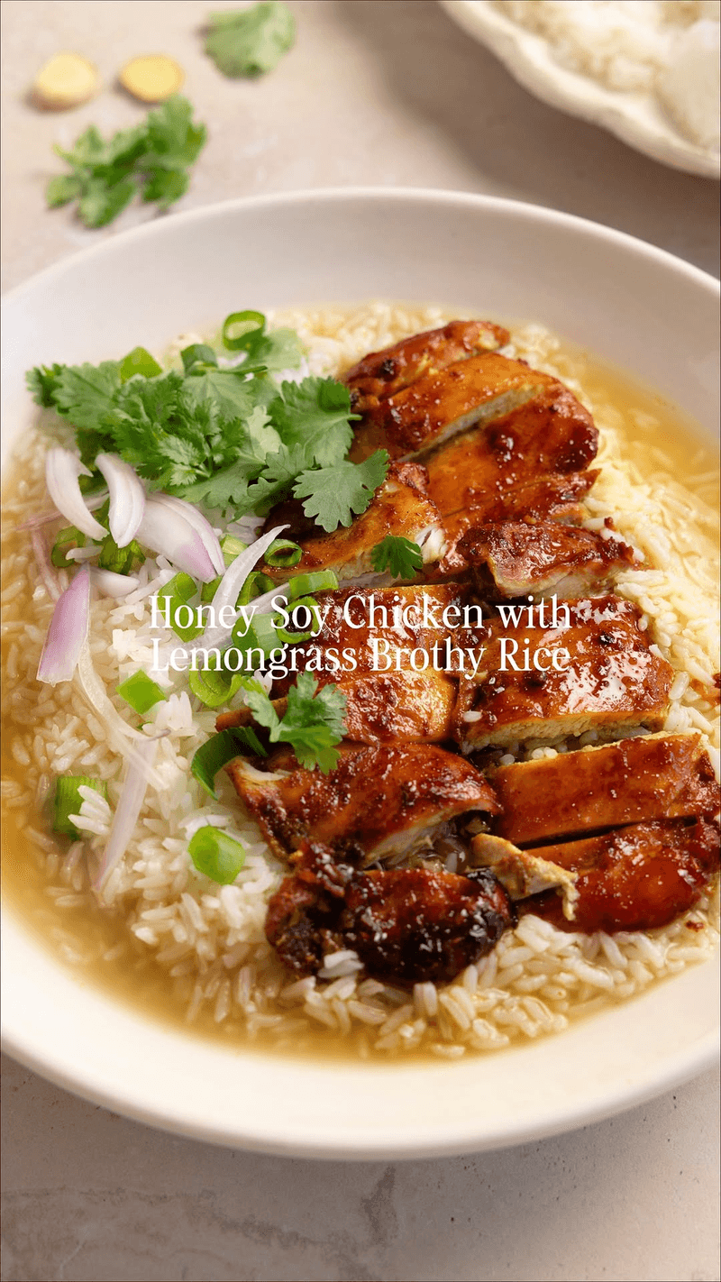 Honey Soy Chicken with Lemongrass Brothy Rice Thumbnail