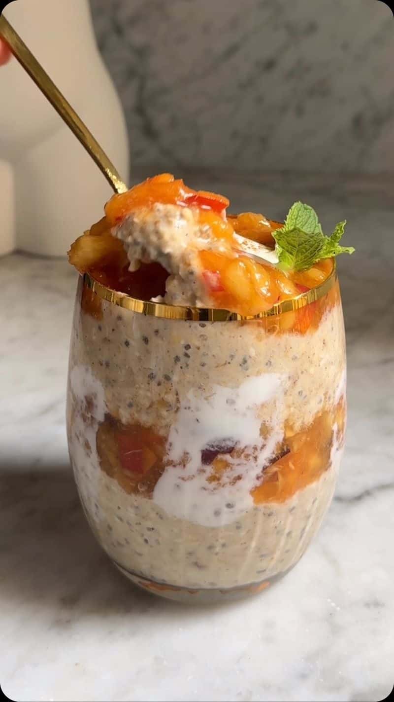 복숭아 파이 오버나이트 오트밀 Thumbnail