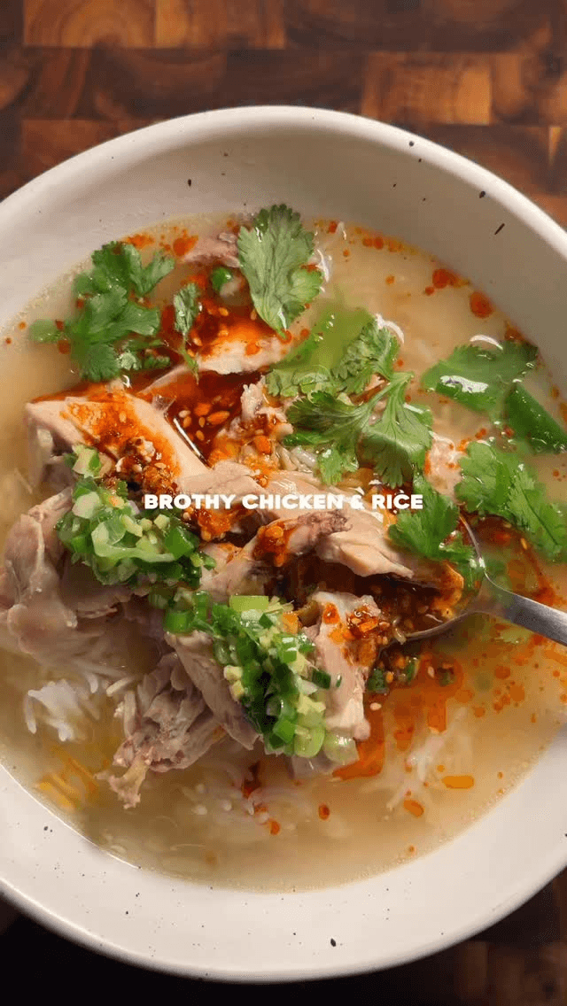 Simple Brothy Chicken & Rice with Ginger Scallion Sauce Thumbnail