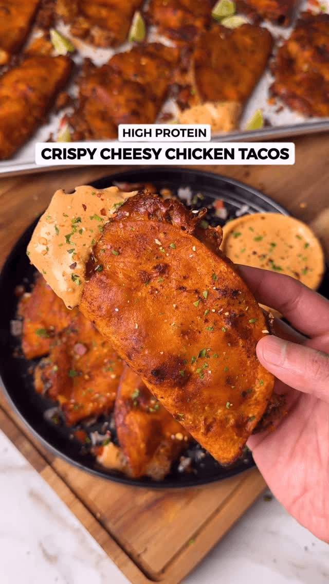 High Protein Crispy Cheesy Chicken Tacos Thumbnail