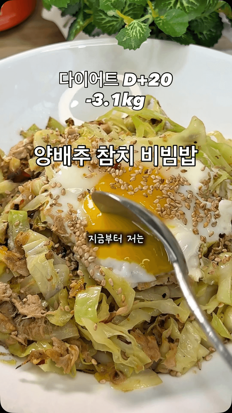 가성비 다이어트 요리, 양배추 참치 비빔밥 Thumbnail