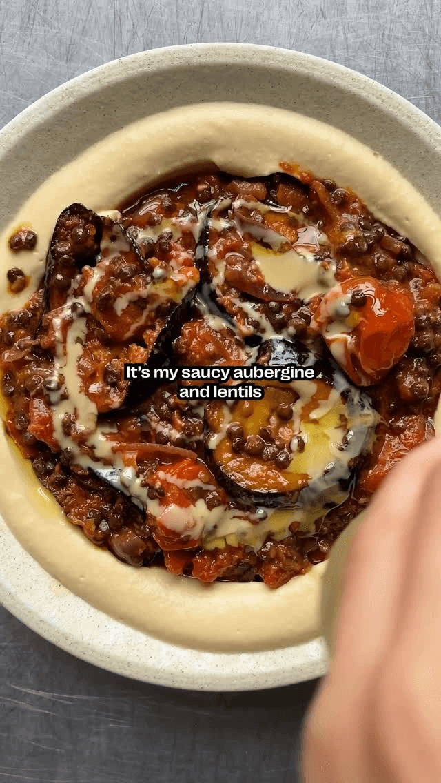 매콤한 가지 렌틸콩 스튜 후무스 볼 Thumbnail