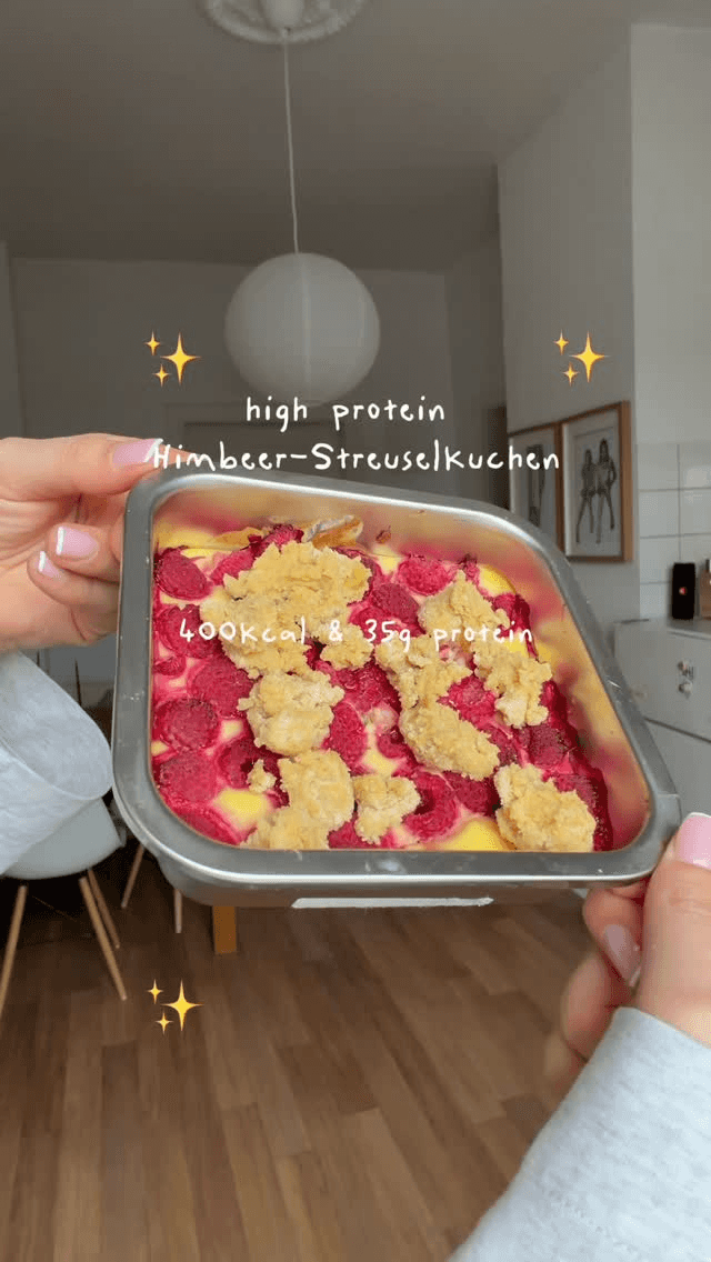 Proteinreicher Himbeer-Streuselkuchen Thumbnail