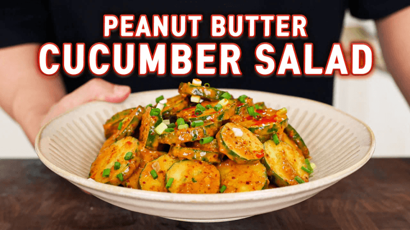 Creamy Peanut Butter Garlic Cucumber Salad