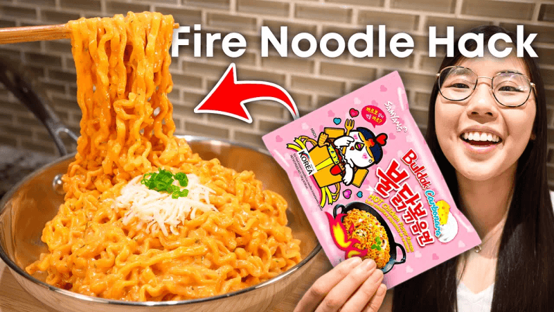 3-Ingredient Creamy Fire Noodle HACK 🔥 (TikTok’s Milk Instant Ramen) Thumbnail