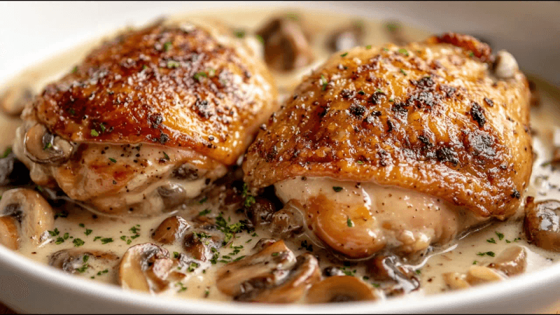 30분 완성! 크림 갈릭 버섯 치킨과 야채 볶음밥 Thumbnail