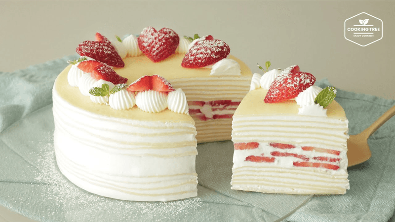 우유 크림 딸기 크레이프 케이크 만들기 Thumbnail