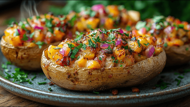 비건 스타핑된 구운 감자 – 간단하고 건강하며 크리미! 건강한 저녁 레시피 Thumbnail