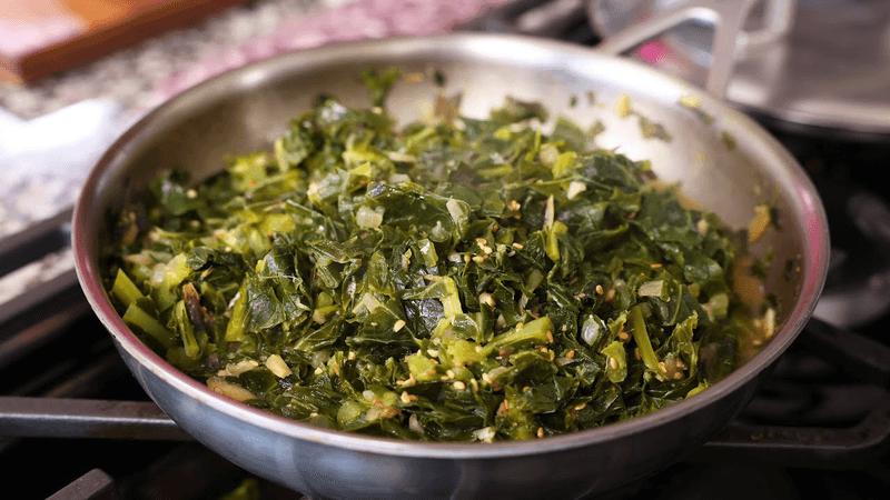 Stir-fried collard greens with doenjang (Collard greens bokkeum) Thumbnail