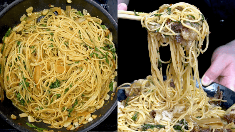 차돌박이 들기름 묵은지 파스타 Thumbnail