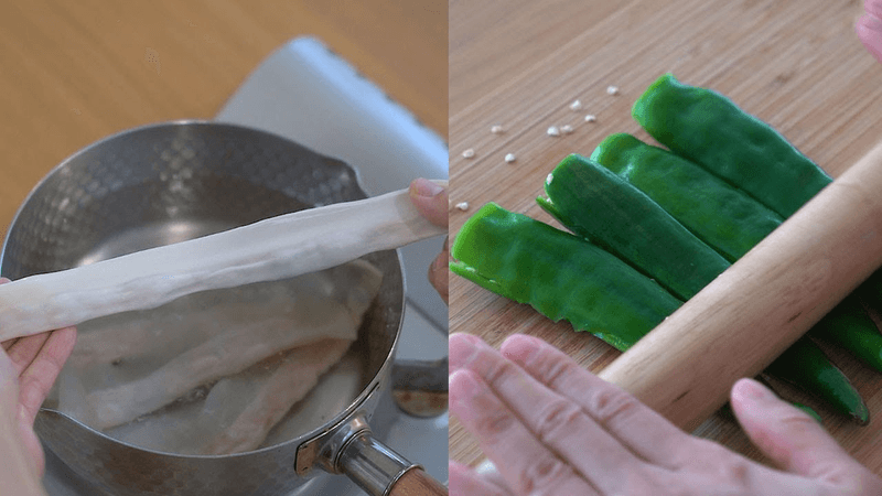 만두피 쭉쭉 늘려 쫄깃 면 만들고‼️고추는 팍팍 밀어 세상에 없던 밥도둑 완성👍🏻 (풍미 폭발 소스) Thumbnail