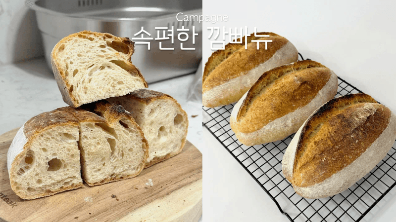 속편한 시골빵 | 우유X 버터X 설탕X 기공 가득한 깜빠뉴 만들기 | 위즈웰 인헨스 오븐 공구 | Campagne Recipe Thumbnail