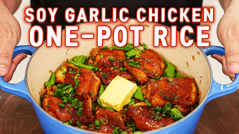 Soy Garlic Chicken One-Pot Rice (Ganjang Chicken Sotbap) Thumbnail