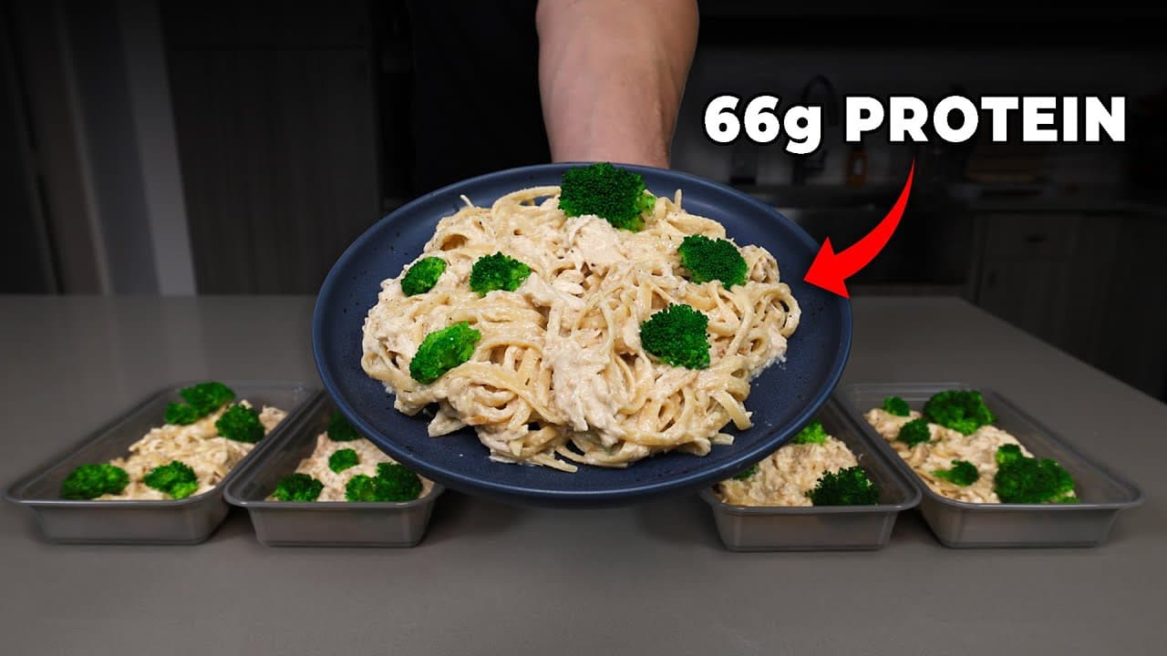 One Pot Chicken Alfredo Meal Prep for Fat Loss Thumbnail