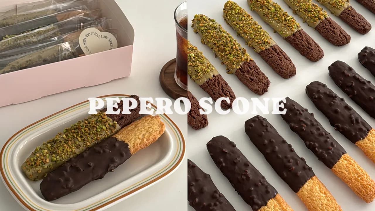 이번 빼빼로데이엔 꼭 만들어야 해요.✨new 빼빼로스콘 | 피스타치오, 밀크초코 빼빼로 pepero scone Thumbnail