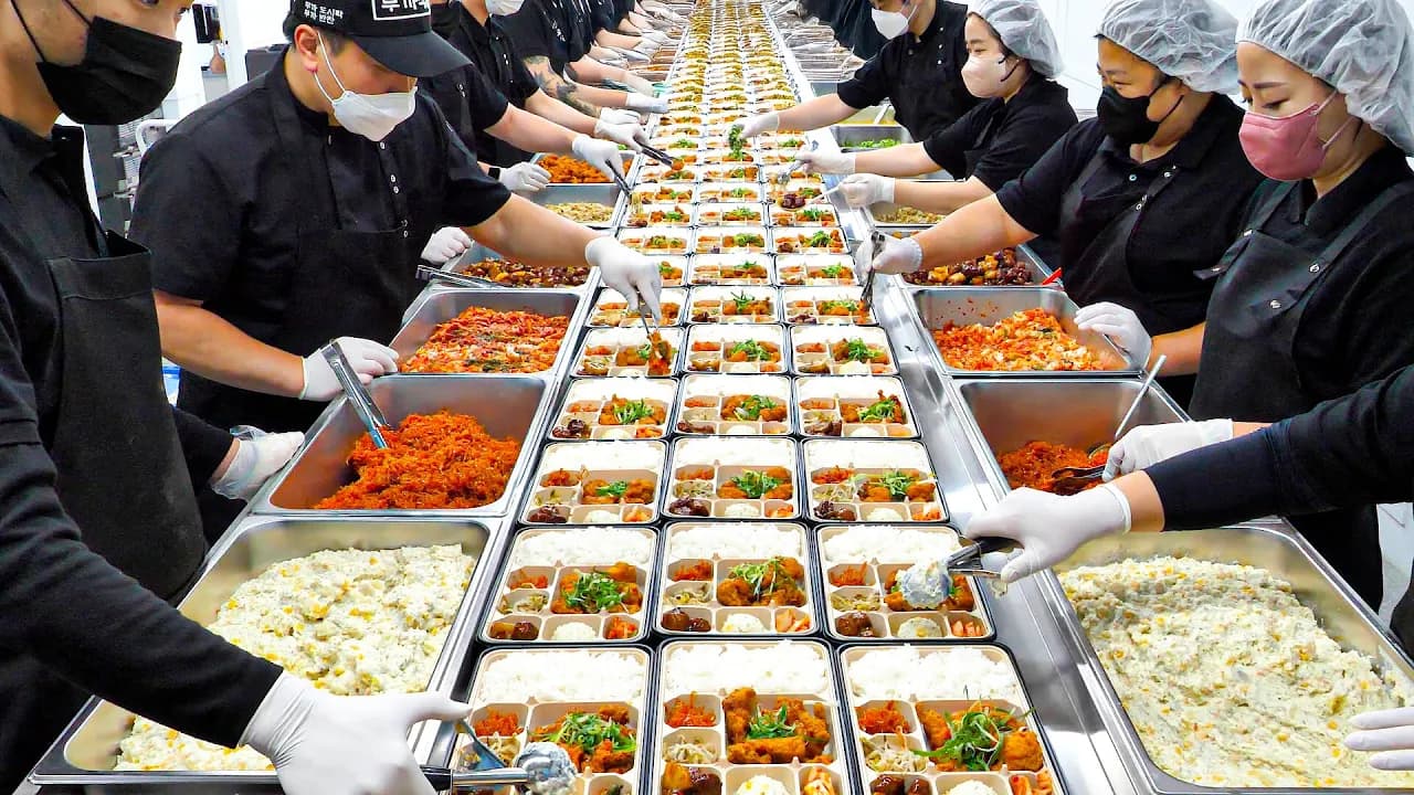 누적 판매량 2,000만개! 놀라운 스케일의 도시락 식품공장부터 평소에 보기힘든 한국 학교 급식 영상 몰아보기 / Amazing Food Factory & School Lunch Thumbnail