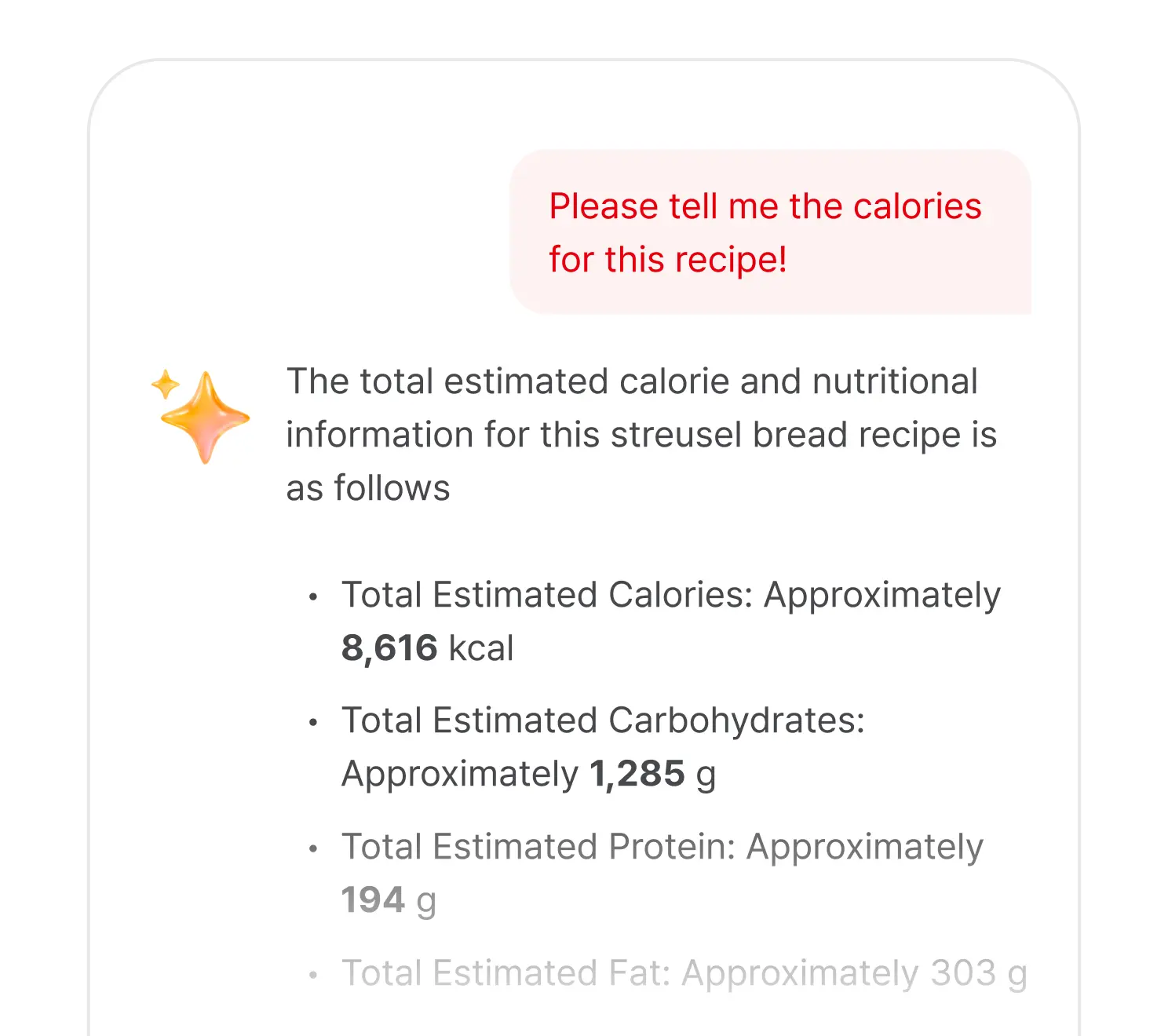 AI assistant answering recipe questions