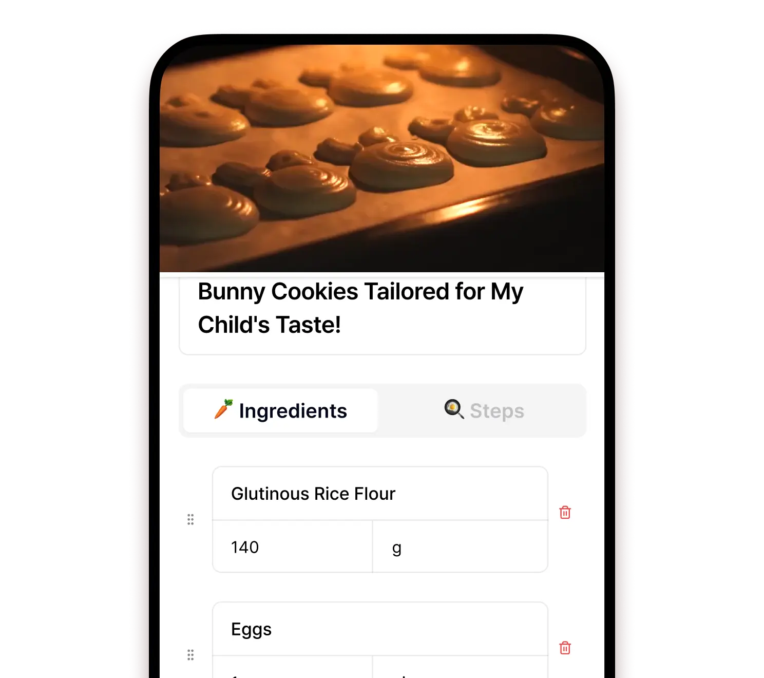 Forking and saving recipes with personal customization