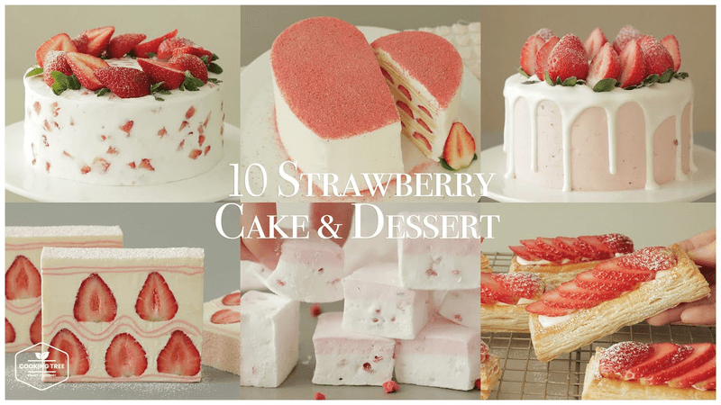 10๊ฐ์ง๐๋ธ๊ธฐ ์ผ์ดํฌ&๋์ ํธ ๋ชจ์.zip : 10 Strawberry Cake&Dessert Recipe | ํ๋ฒ ์ดํน ์์ ๋ชจ์ Baking Video | Cooking tree Thumbnail